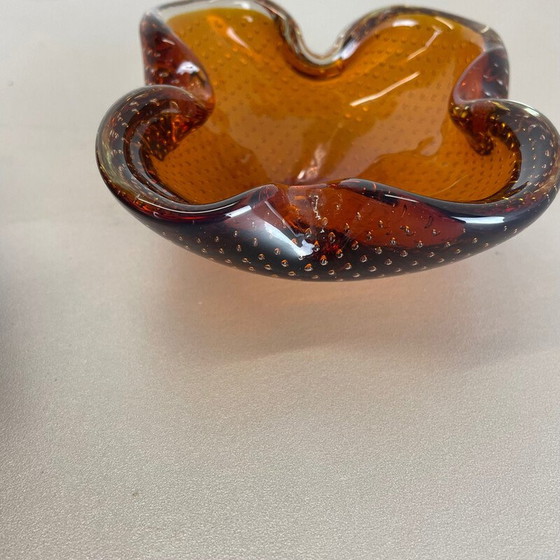 Image 1 of Paire de cendriers vintage en verre de Murano pour Venini Glass, Italie 1970