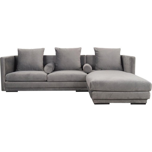 Canapé d'angle scandinave vintage en velours argenté, années 2000