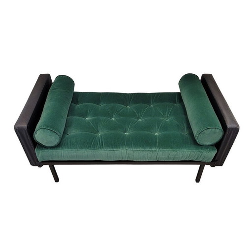 Lits de jour vintage en métal et similicuir, Allemagne