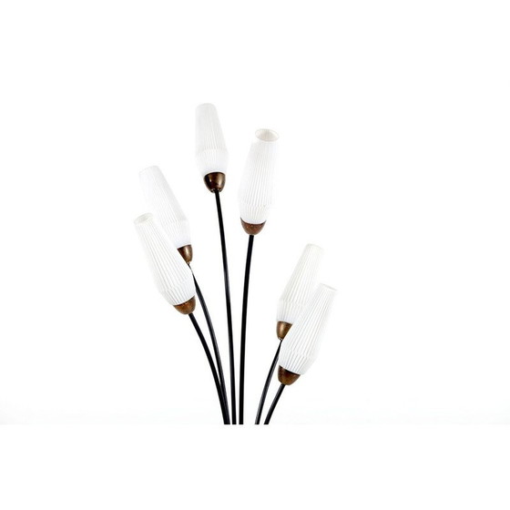 Image 1 of Lampadaire vintage en verre et métal, France 1950