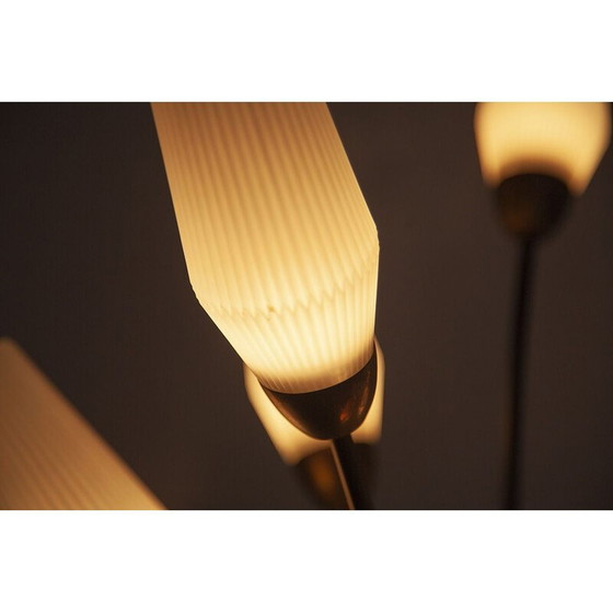 Image 1 of Lampadaire vintage en verre et métal, France 1950