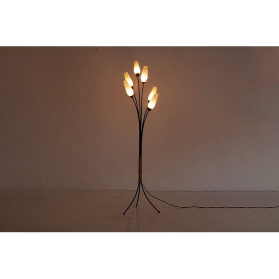Image 1 of Lampadaire vintage en verre et métal, France 1950