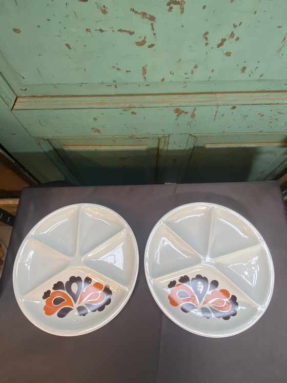 Image 1 of Le Creuset Vintage Fondue Set With Matching Plates