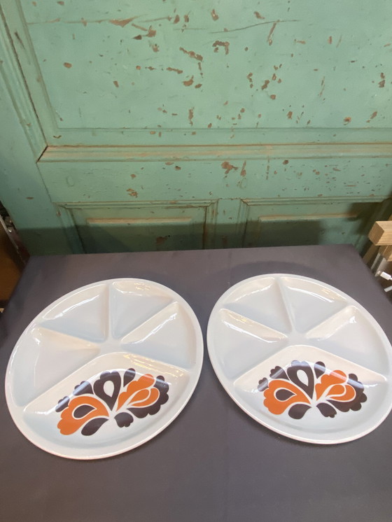 Image 1 of Le Creuset Vintage Fondue Set With Matching Plates