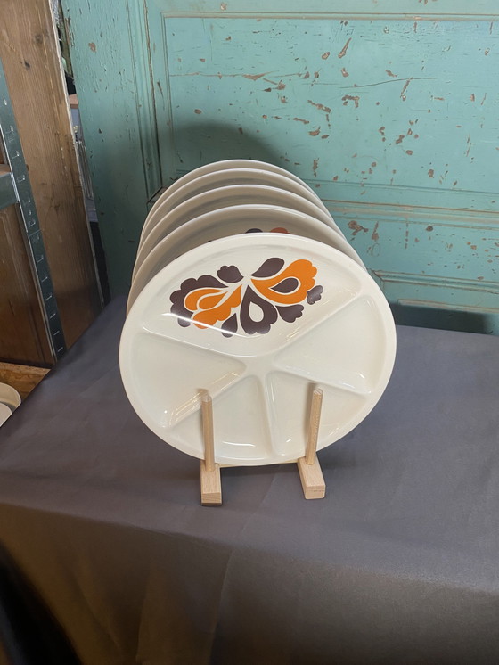 Image 1 of Le Creuset Vintage Fondue Set With Matching Plates