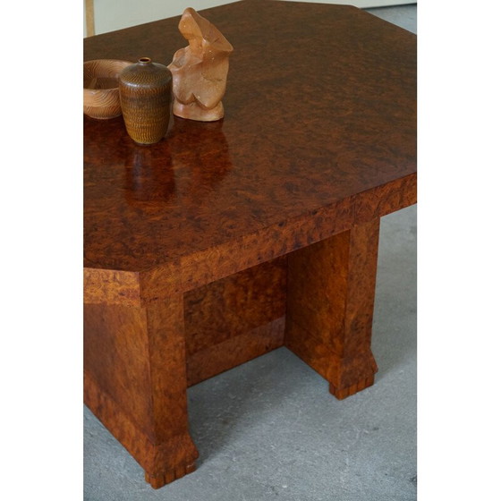 Image 1 of Table de salle à manger Art Déco en ronce de bois, années 1930