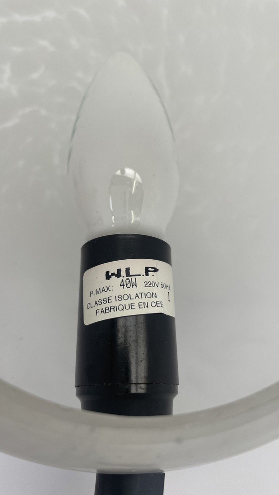 Image 1 of Lampe de table vintage W.L.P. Egg en verre marbré blanc