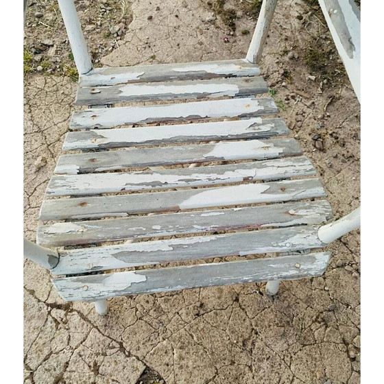 Image 1 of Ensemble de 4 chaises de jardin vintage en bois et 1 chaise, 1960