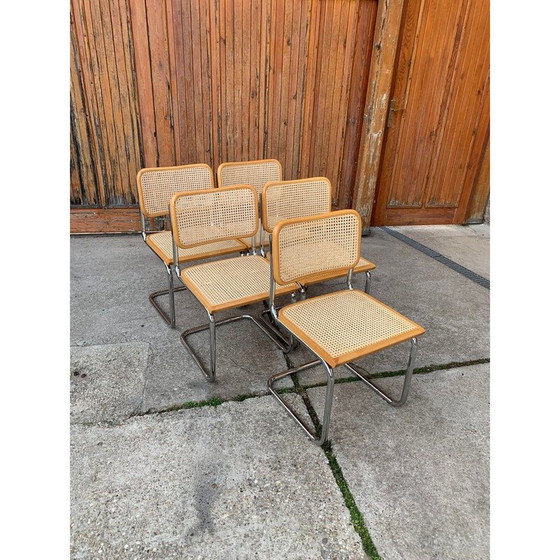 Image 1 of Ensemble de 5 chaises B32 Cesca italiennes du milieu du siècle par Marcel Breuer, 1970