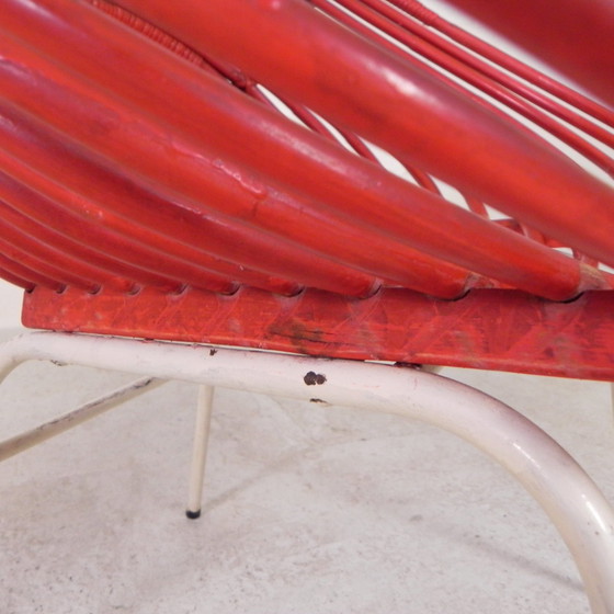 Image 1 of Chaise en rotin sur structure en acier Rohe Noordwolde, années 50