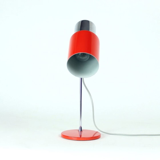 Image 1 of Lampe de table vintage en chrome et métal rouge par Josef Hurka pour Napako, 1960s
