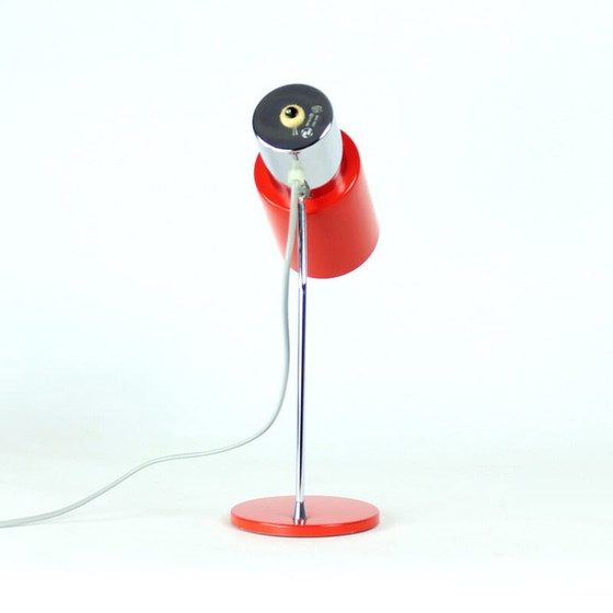 Image 1 of Lampe de table vintage en chrome et métal rouge par Josef Hurka pour Napako, 1960s