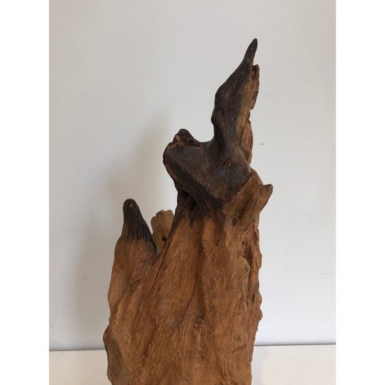 Image 1 of Paire de vases vintage en bois et verre, France 1980