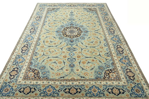 Tapis de liège Kashan noué à la main - Vert pistache - 388 X 261 cm