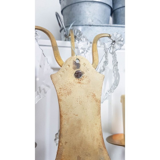 Image 1 of Paire d'appliques vintage en bronze et cristal