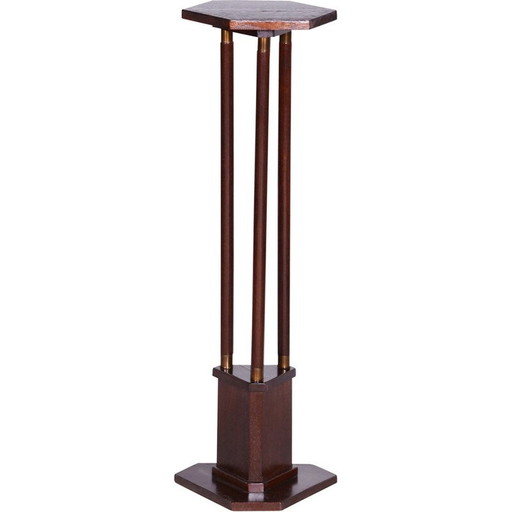 Piédestal vintage en chêne Art Déco, Tchécoslovaquie 1920