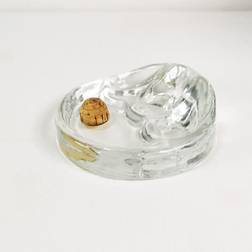 Cendrier vintage en verre épais par Glasdesign Georgshutte, Allemagne 1970