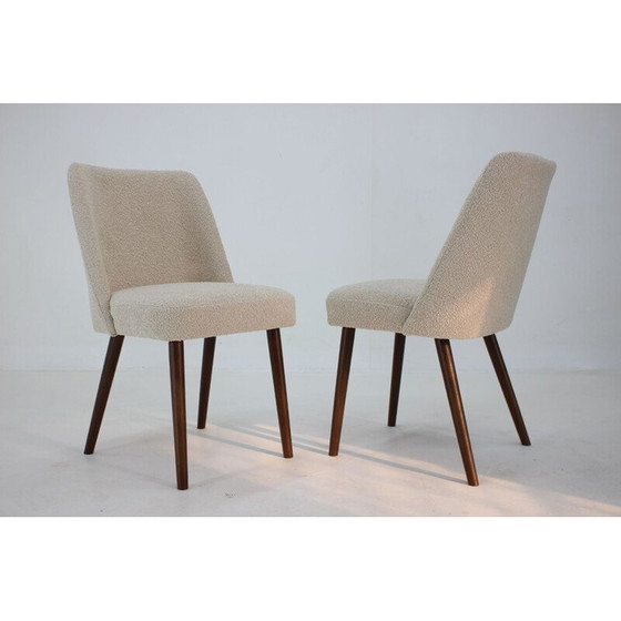 Image 1 of Paire de chaises d'appoint vintage en bouclé, Tchécoslovaquie années 1960