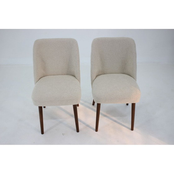 Image 1 of Paire de chaises d'appoint vintage en bouclé, Tchécoslovaquie années 1960