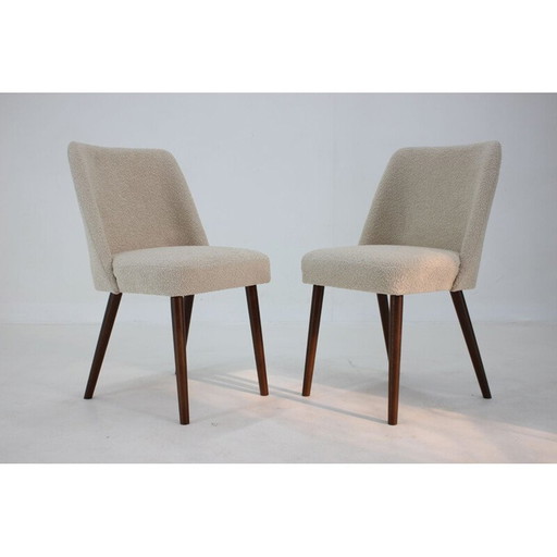 Paire de chaises d'appoint vintage en bouclé, Tchécoslovaquie années 1960