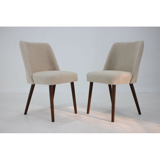Image 1 of Paire de chaises d'appoint vintage en bouclé, Tchécoslovaquie années 1960