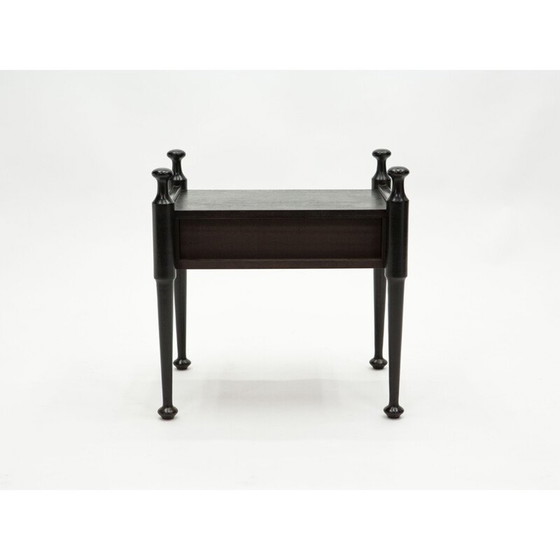 Image 1 of Paire de tables de nuit vintage en chêne teinté noir et laiton, 1970