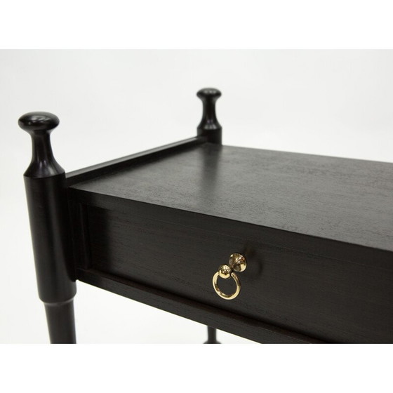 Image 1 of Paire de tables de nuit vintage en chêne teinté noir et laiton, 1970