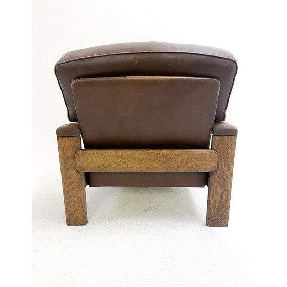 Image 1 of Paire de fauteuils vintage en cuir et bois de chêne, 1960