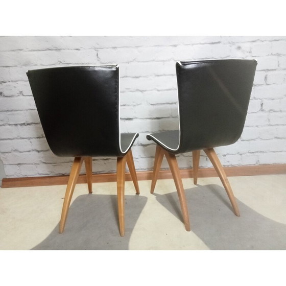 Image 1 of Ensemble de 4 chaises de salle à manger à balancier vintage par G.J. Van Os pour Van Os Culemborg, années 1950