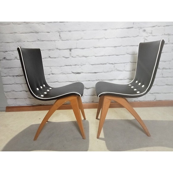 Image 1 of Ensemble de 4 chaises de salle à manger à balancier vintage par G.J. Van Os pour Van Os Culemborg, années 1950