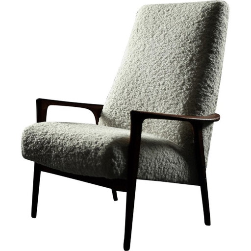 Fauteuil vintage en teck blanc pour Bröderna Anderssons, Suède 1960
