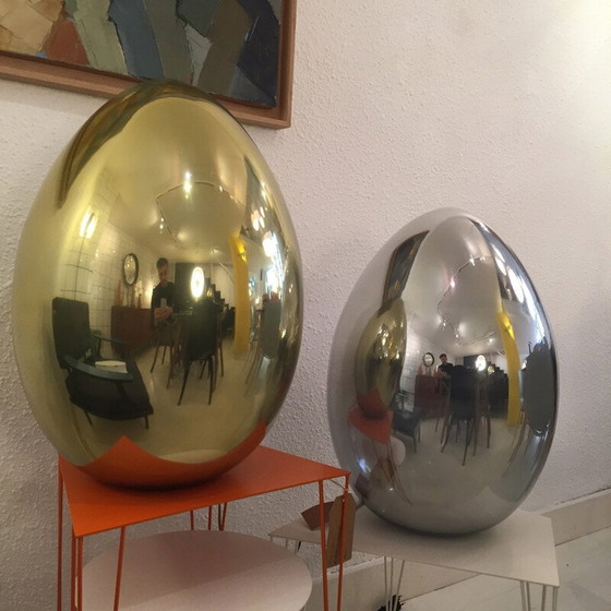 Image 1 of Lampe vintage à œuf en verre doré, 2000