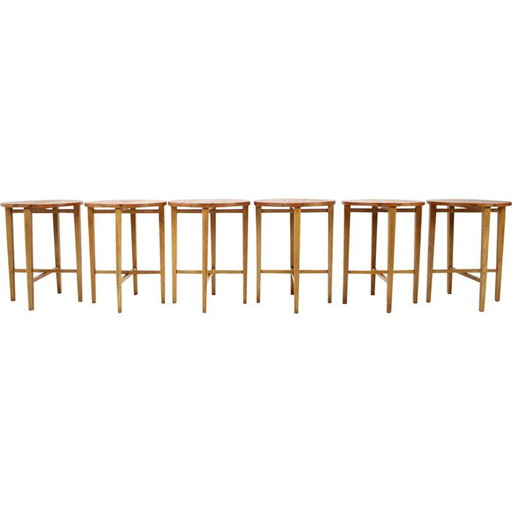 Tabouret pliant vintage en bois et teck par Poul Hundevad, Danemark 1960