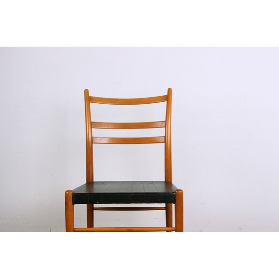 Image 1 of Ensemble de 6 chaises vintage en orme et en skaï noir par Yngve Ekstrom pour Gemla, Suède 1960
