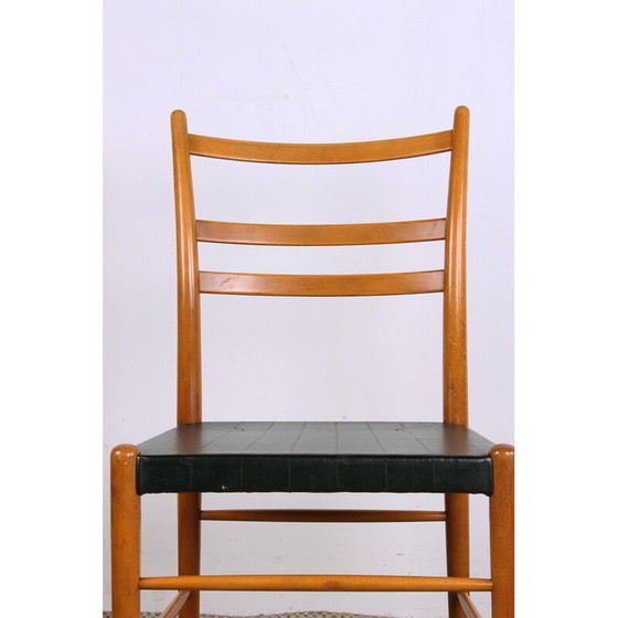 Image 1 of Ensemble de 6 chaises vintage en orme et en skaï noir par Yngve Ekstrom pour Gemla, Suède 1960