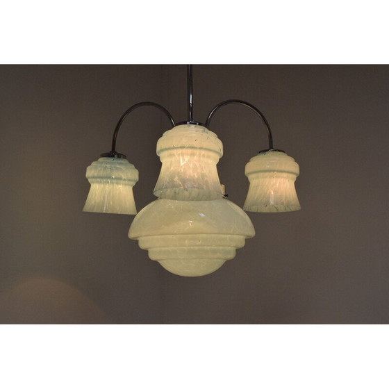 Image 1 of Lustre vintage art déco chromé, tchèque 1930