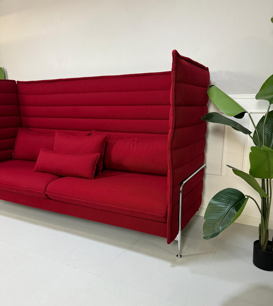 Image 1 of Vitra Alcove Canapé de marque classique rouge Canapé bureau