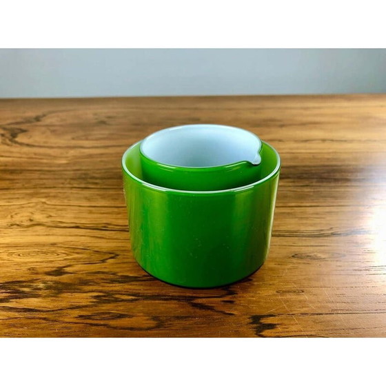 Image 1 of Crémier et sucrier vintage en verre vert par Michael Bang, Danemark 1970