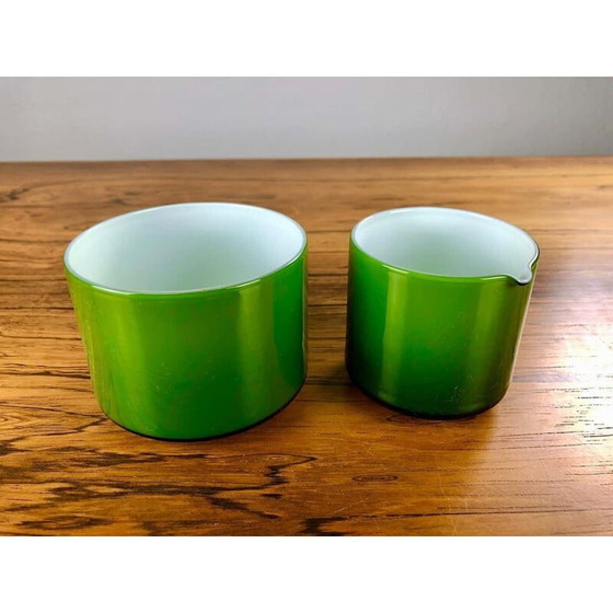Image 1 of Crémier et sucrier vintage en verre vert par Michael Bang, Danemark 1970