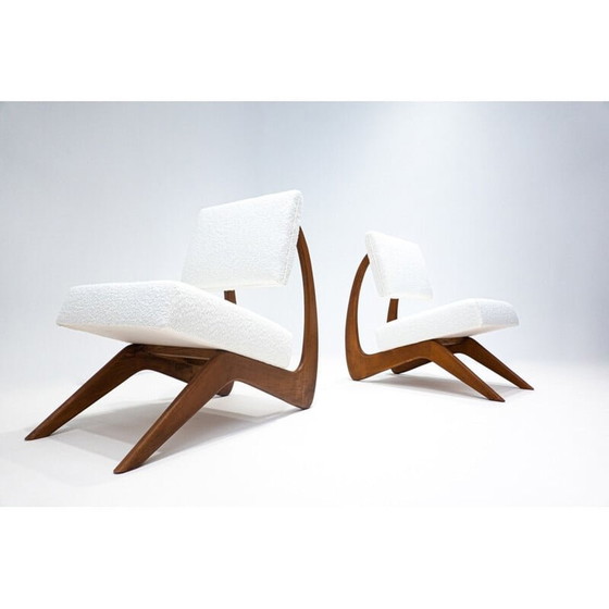 Image 1 of Paire de chaises vintage en bois et blanc, Italie