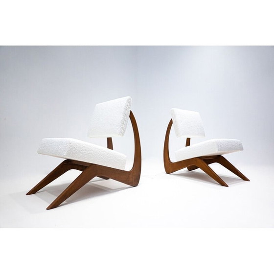 Image 1 of Paire de chaises vintage en bois et blanc, Italie