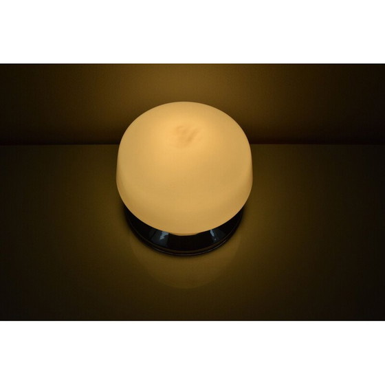 Image 1 of Plafonnier art déco vintage en chrome et verre de lait, Tchécoslovaquie 1930