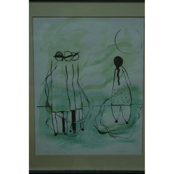 Image 1 of Lithographie vintage encadrée de Stig Deteste, Suède 1990