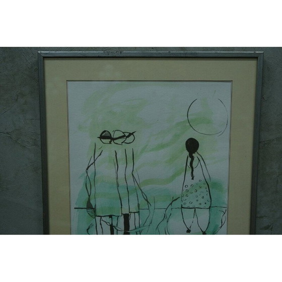 Image 1 of Lithographie vintage encadrée de Stig Deteste, Suède 1990