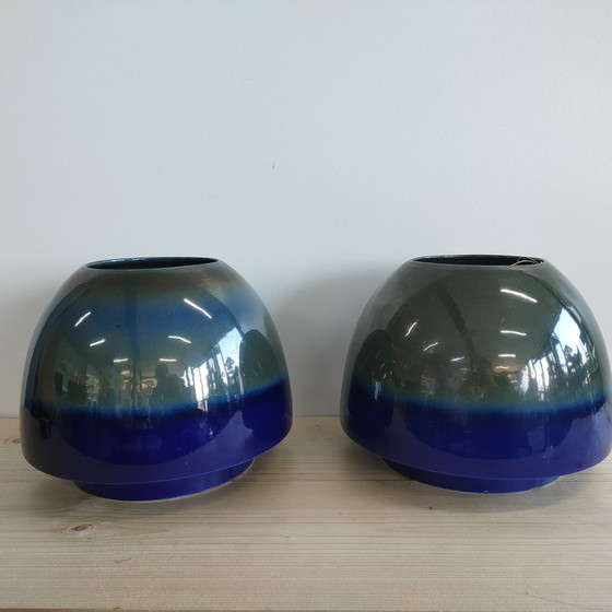 Image 1 of 2 pots de fleurs en céramique "japonaise" (style) pour champignons