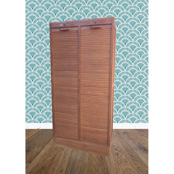 Image 1 of Classeur à rideaux vintage en bois, 1950