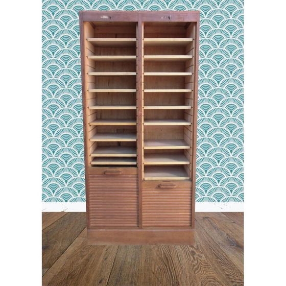 Image 1 of Classeur à rideaux vintage en bois, 1950