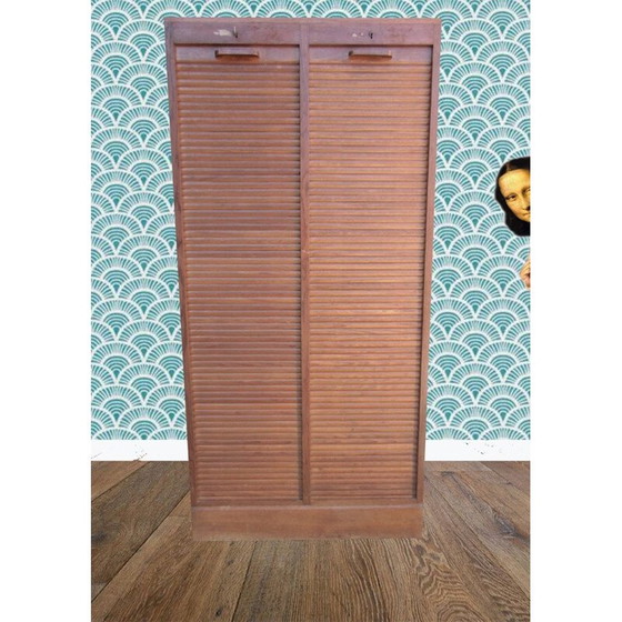 Image 1 of Classeur à rideaux vintage en bois, 1950