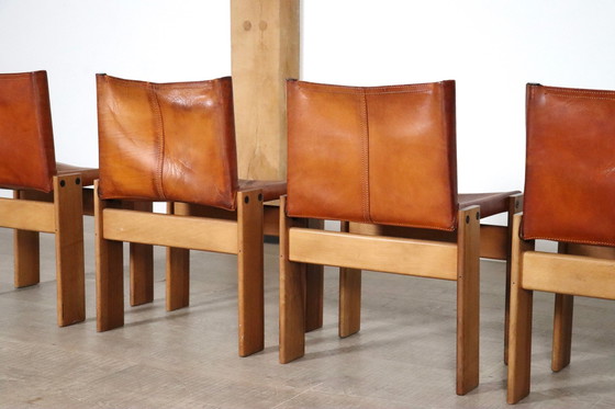 Image 1 of Ensemble de 6 chaises de salle à manger Monk par Afra et Tobia Scarpa pour Molteni Italie 1974