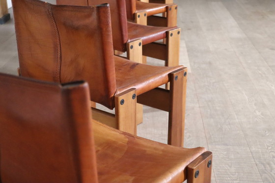 Image 1 of Ensemble de 6 chaises de salle à manger Monk par Afra et Tobia Scarpa pour Molteni Italie 1974